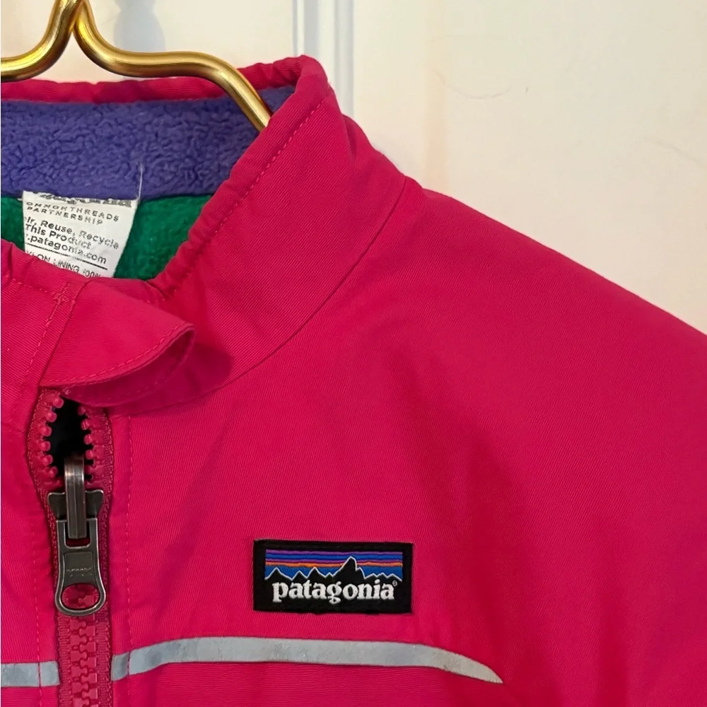 Patagonia Baby Reversible Fleece Jacket Red Purple Green Pink 6M Colorblock